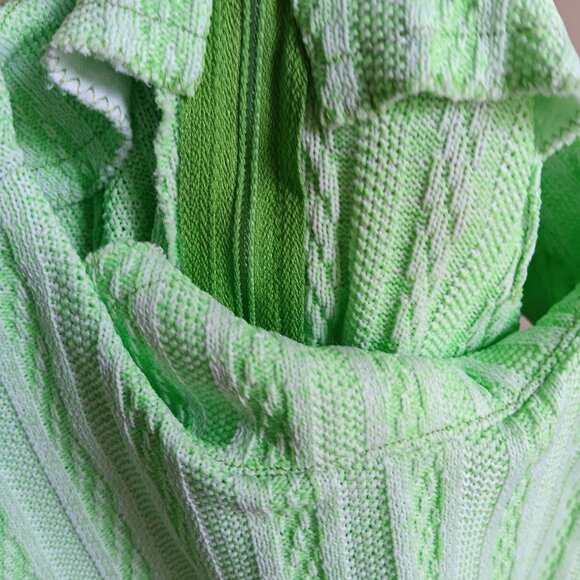 1Of1 Women's 8/10 Vintage Dress Sleeveless Lime Green Knit Texture 70's Handmade - Picture 7 of 7